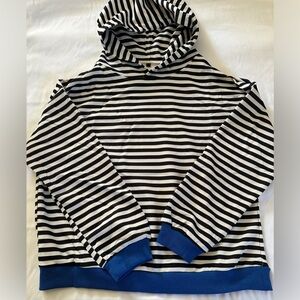 Black & White Striped Hoodie w/ Blue Trim | Size Large | New